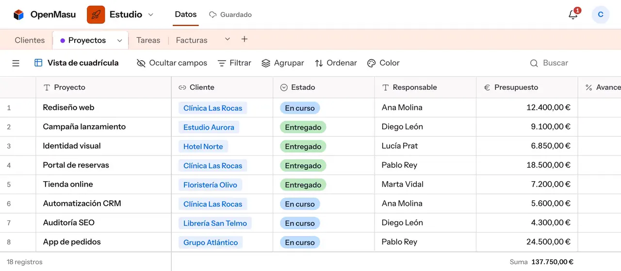 Búsqueda en una tabla de OpenMasu