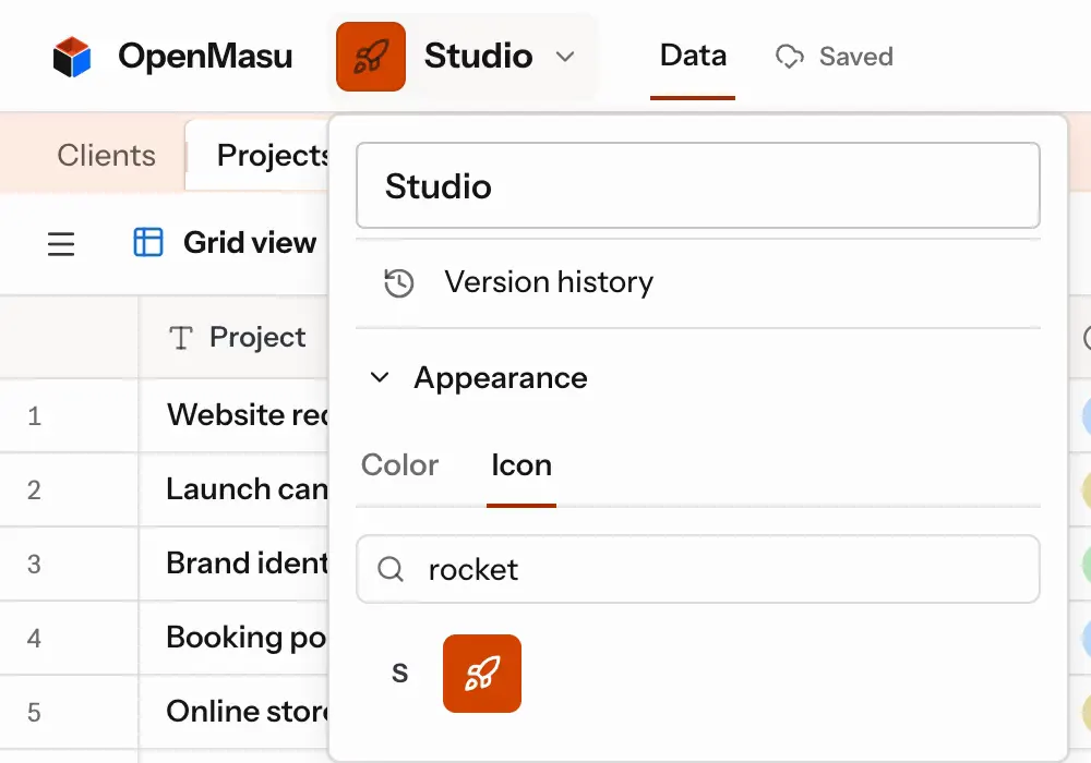 Choosing the color and icon of a base